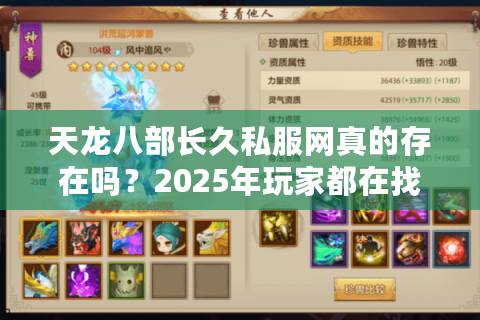 天龙八部长久私服网真的存在吗？2025年玩家都在找的稳定平台实测