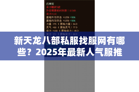 新天龙八部私服找服网有哪些？2025年最新人气服推荐