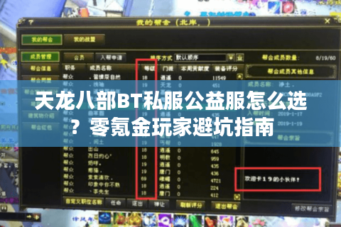 天龙八部BT私服公益服怎么选?零氪金玩家避坑指南 天龙八部BT私服公益服怎么选?零氪金玩家避坑指南