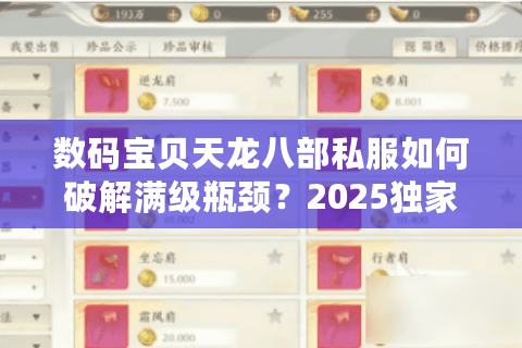 数码宝贝天龙八部私服如何破解满级瓶颈？2025独家攻略实测