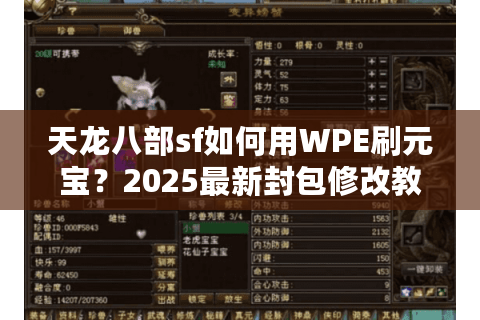 天龙八部sf如何用WPE刷元宝？2025最新封包修改教程揭秘