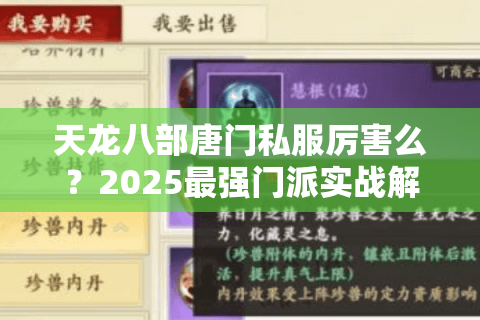 天龙八部唐门私服厉害么？2025最强门派实战解析