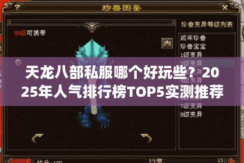 天龙八部私服哪个好玩些？2025年人气排行榜TOP5实测推荐
