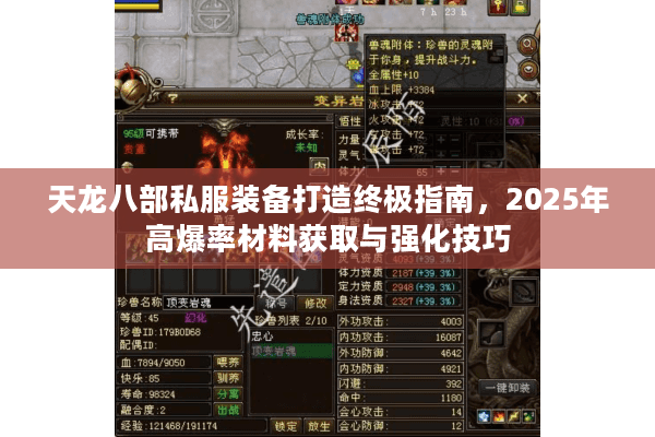 天龙八部私服装备打造终极指南，2025年高爆率材料获取与强化技巧