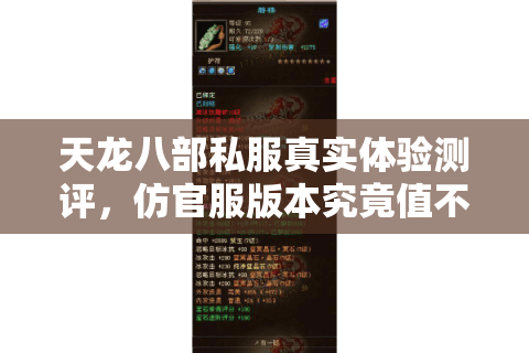 天龙八部私服真实体验测评,仿官服版本究竟值不值得玩? 天龙八部私服真实体验测评,仿官服版本究竟值不值得玩?