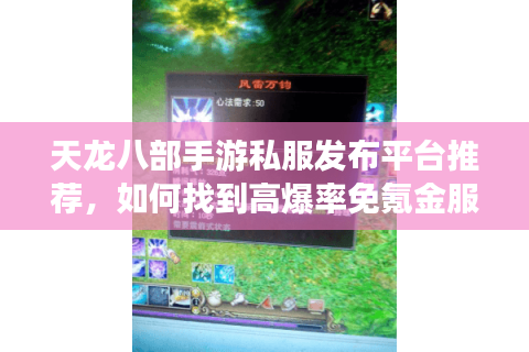 天龙八部手游私服发布平台推荐，如何找到高爆率免氪金服？