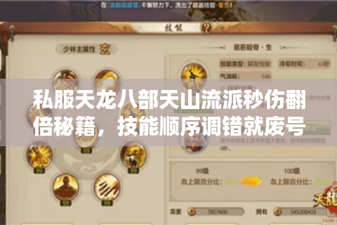 私服天龙八部天山流派秒伤翻倍秘籍,技能顺序调错就废号? 私服天龙八部天山流派秒伤翻倍秘籍,技能顺序调错就废号?