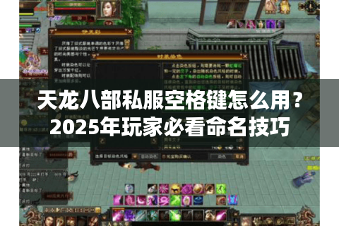 天龙八部私服空格键怎么用？2025年玩家必看命名技巧