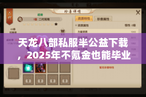 天龙八部私服半公益下载，2025年不氪金也能毕业的服务器推荐？