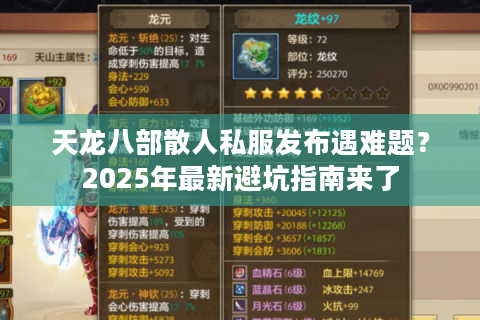 天龙八部散人私服发布遇难题？2025年最新避坑指南来了