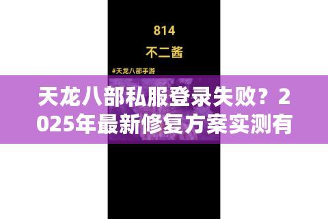 天龙八部私服登录失败？2025年最新修复方案实测有效