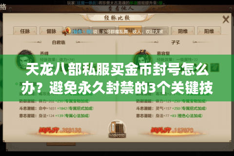 天龙八部私服买金币封号怎么办？避免永久封禁的3个关键技巧