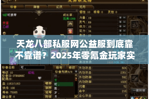 天龙八部私服网公益服到底靠不靠谱？2025年零氪金玩家实测报告