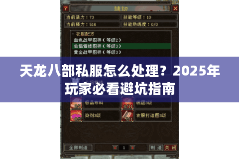 天龙八部私服怎么处理？2025年玩家必看避坑指南