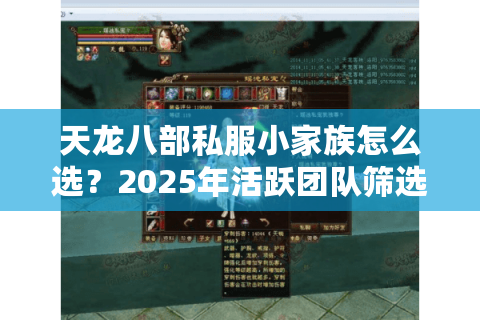 天龙八部私服小家族怎么选？2025年活跃团队筛选指南