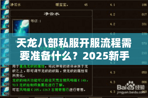 天龙八部私服开服流程需要准备什么？2025新手避坑指南