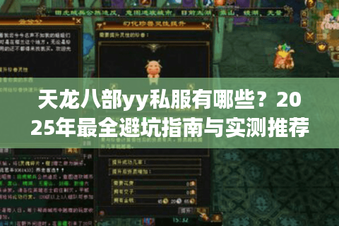 天龙八部yy私服有哪些？2025年最全避坑指南与实测推荐