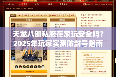 天龙八部私服在家玩安全吗？2025年玩家实测防封号指南