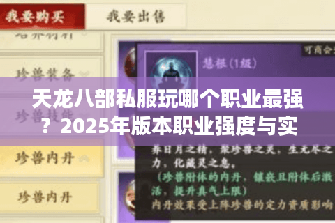 天龙八部私服玩哪个职业最强？2025年版本职业强度与实战解析