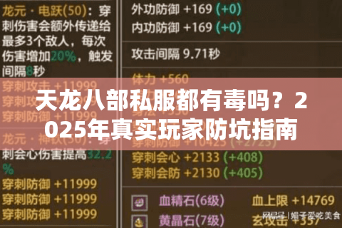 天龙八部私服都有毒吗？2025年真实玩家防坑指南