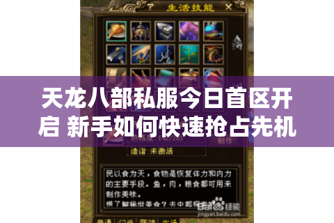 天龙八部私服今日首区开启 新手如何快速抢占先机? 天龙八部私服今日首区开启 新手如何快速抢占先机?
