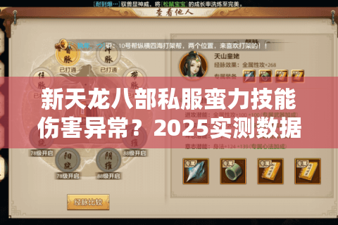 新天龙八部私服蛮力技能伤害异常？2025实测数据解析与实战调优方案
