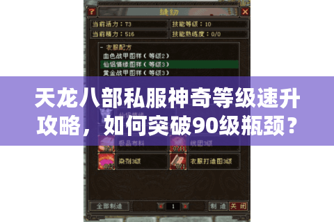 天龙八部私服神奇等级速升攻略，如何突破90级瓶颈？