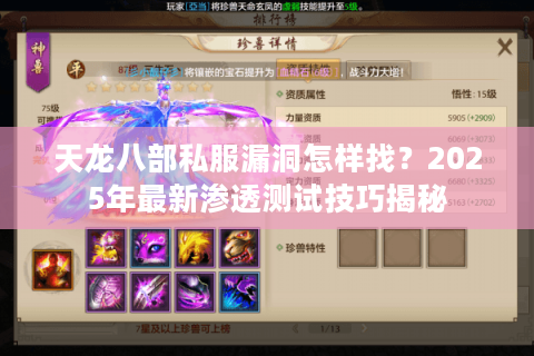 天龙八部私服漏洞怎样找？2025年最新渗透测试技巧揭秘