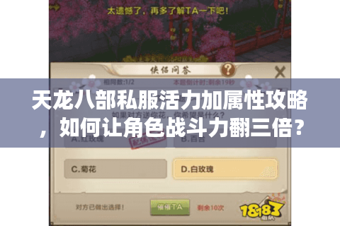 天龙八部私服活力加属性攻略，如何让角色战斗力翻三倍？