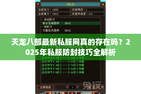 天龙八部最新私服网真的存在吗？2025年私服防封技巧全解析