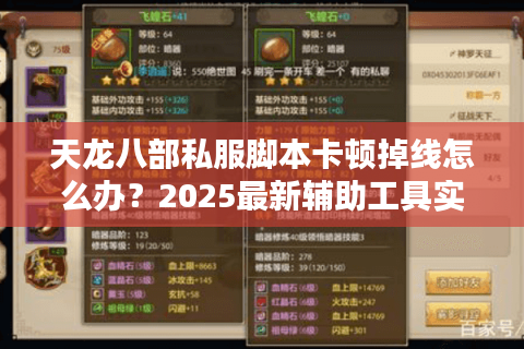 天龙八部私服脚本卡顿掉线怎么办？2025最新辅助工具实测解析