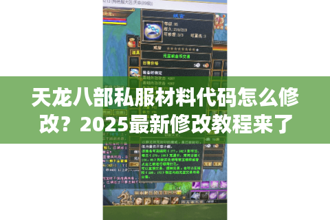 天龙八部私服材料代码怎么修改？2025最新修改教程来了