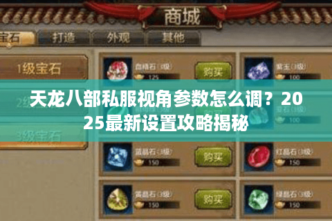 天龙八部私服视角参数怎么调？2025最新设置攻略揭秘