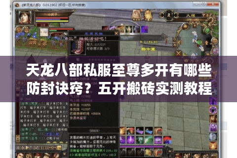 天龙八部私服至尊多开有哪些防封诀窍？五开搬砖实测教程