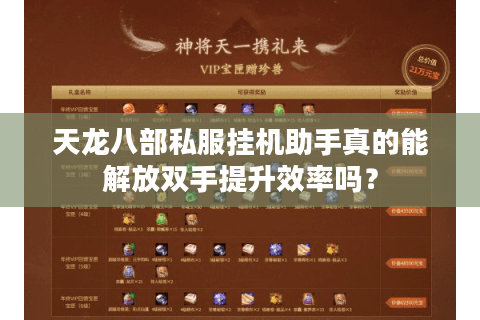天龙八部私服挂机助手真的能解放双手提升效率吗？