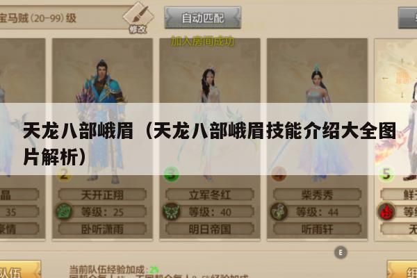 天龙八部峨眉,技能介绍大全及图片解析