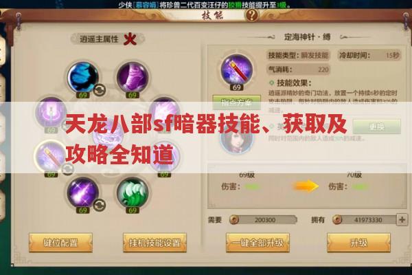 天龙八部sf暗器技能及获取全解析