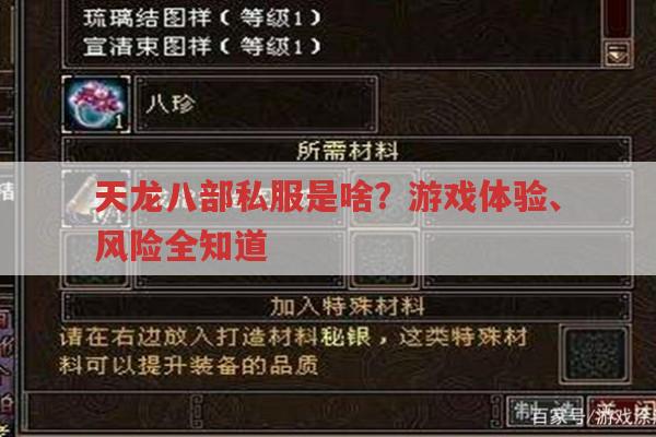 天龙八部私服是啥?游戏体验、风险全知道