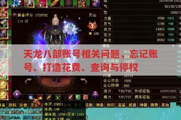 天龙八部账号相关问题,忘记账号、打造花费、查询与停权