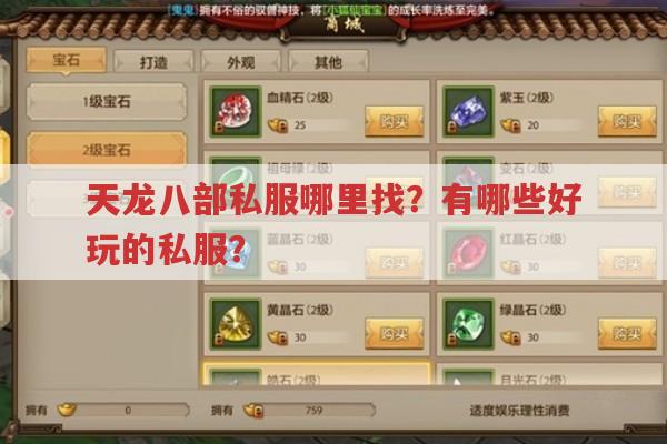 天龙八部私服推荐及寻找攻略