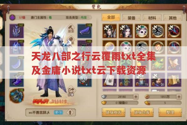 天龙八部之行云覆雨txt全集在哪?金庸小说txt云下载资源