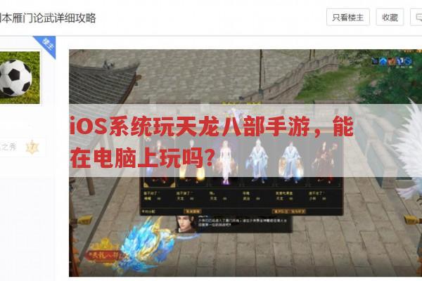 iOS版天龙八部手游能在电脑上玩吗?